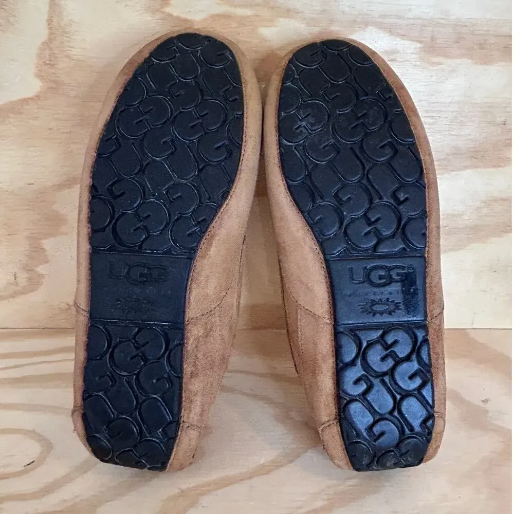 UGG Australia Ascot Suede Sheepskin Moccasin Slippers Brown Men's 13 - S/N 5775